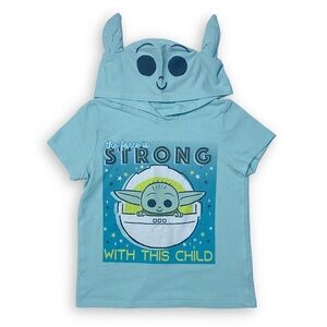 Disney Star Wars Size 7 Baby Yoda Mandalorian Hooded Short Sleeve Graphic Tee